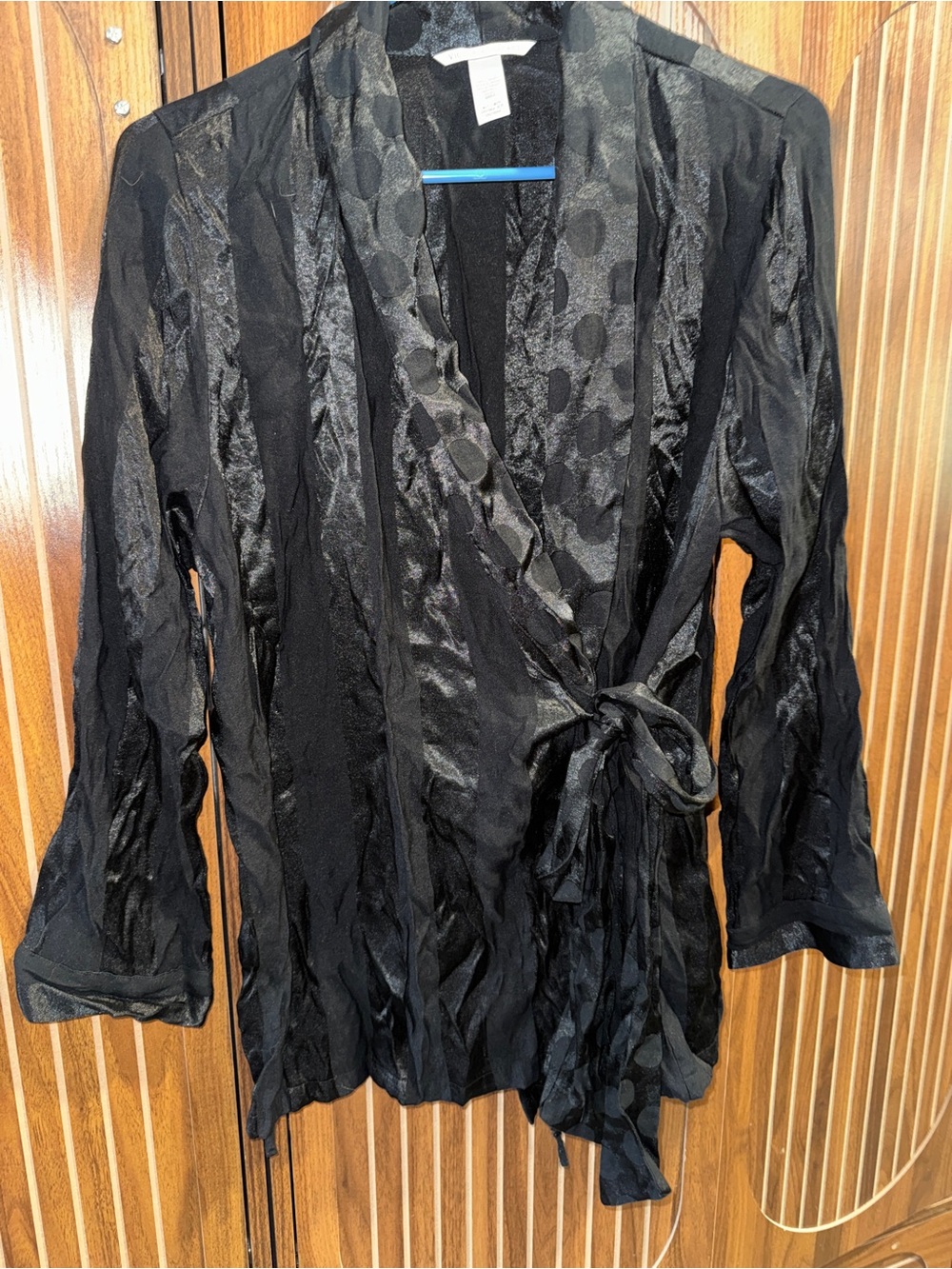 Victoria's Secret Black Polka Dot Satin-Trim Wrap